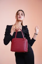 Luxury Maroon Woven Leather Shoulder Bag for Women | Elegant Everyday Handbag | Premium Designer Style Purse | Fashion Tote Bag | Gift for Her - Image 4