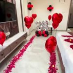 Romantic Anniversary Balloon Decoration Setup, Custom Number Balloons, Rose Petal Room Decor, Surprise Party Decor