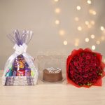 Midnight Birthday Surprise Combo, Chocolate Basket Rose Bouquet and Cake Set, Happy Birthday My Love Gift, Romantic Surprise for Her Him - Image 4